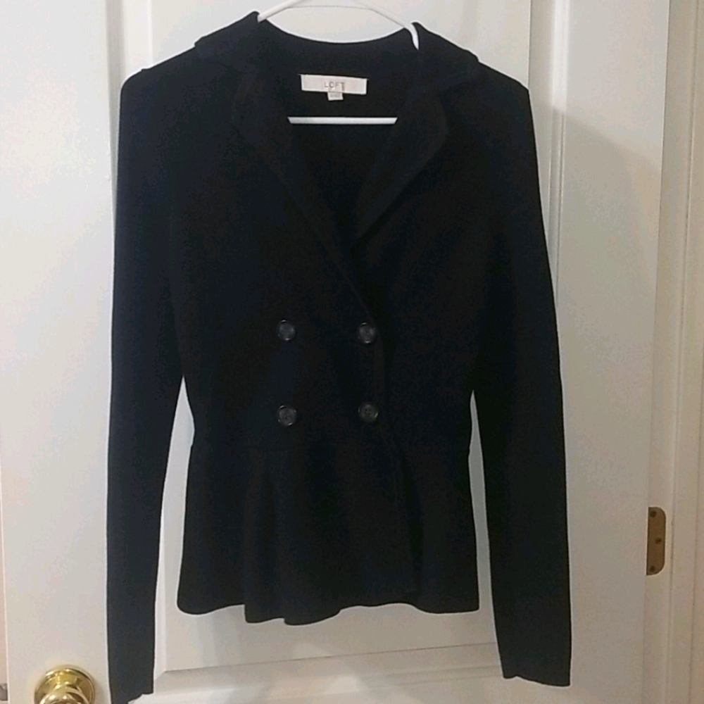 Ann Taylor Loft pleated black blazer